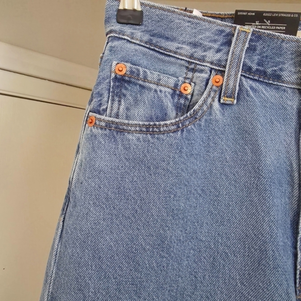 Levi's Ribcage Premium Wide Leg Blue Jeans - Picture 13 of 16